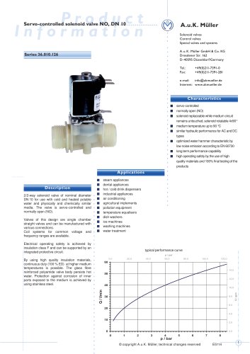 36.010.126 Servo-controlled solenoid valve NO, DN 10