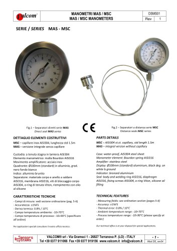 MAS Pressure gauges with seal