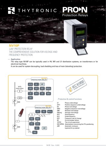 NV10P LoM PROTECTION RELAY THE COMPREHENSIVE SOLUTION FOR VOLTAGE AND FREQUENCY PROTECTION