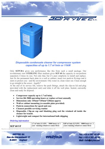 Disposable condensate cleaner for compressor system