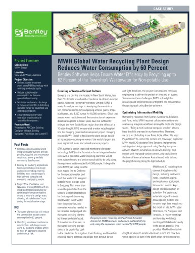 MWH Global Water Recycling Plant Design Reduces Water Consumption by 60 Percent