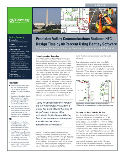 Precision Valley Communications Reduces HFC Design Time by 80 Percent Using Bentley Software