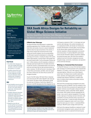 SKA South Africa Designs for Reliability on Global Mega-Science Initiative Bentley AssetWise Optimizes