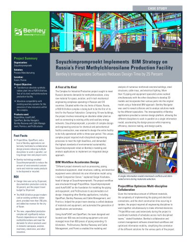 Soyuzhimpromproekt Implements BIM Strategy on Russia’s First Methylchlorosilane Production Facility