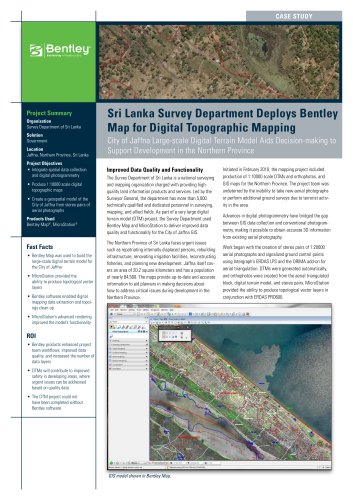 Sri Lanka Survey Department Deploys Bentley Map for Digital Topographic Mapping