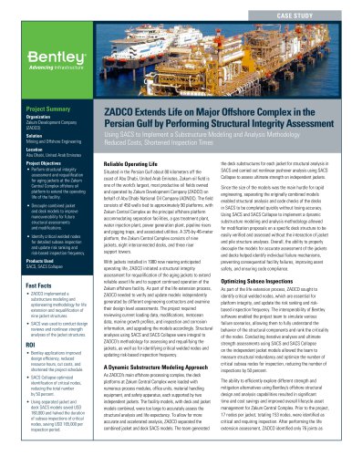 ZADCO Extends Life on Major Offshore Complex in the Persian Gulf by Performing Structural Integrity Assessment