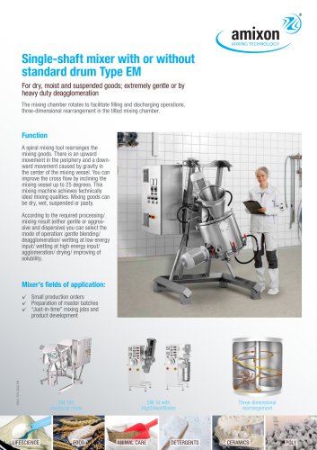 Single-shaft mixer with or without standard drum Type EM