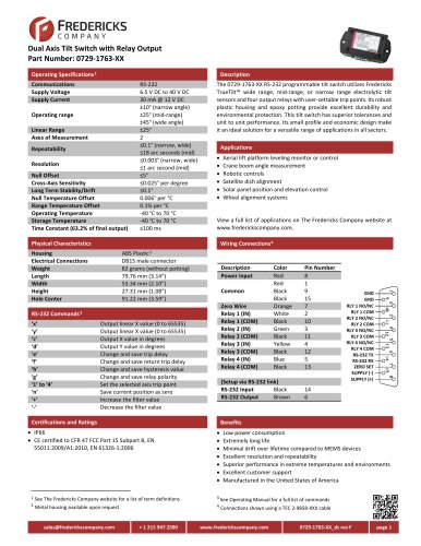 Dual Axis Tilt Switch with Relay Output | Part Number: 0729-1763-XX