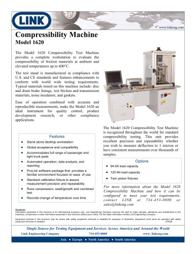 Friction Material Compressibility Test Stand