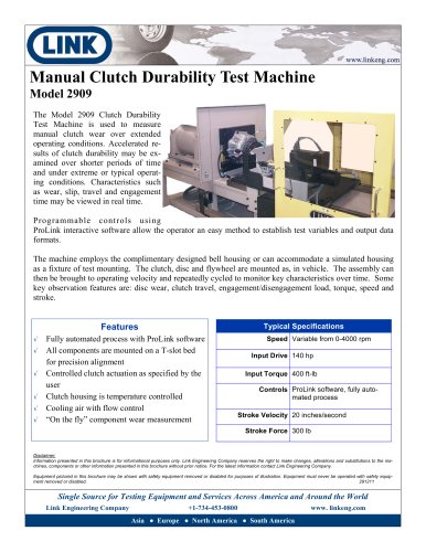 Manual Clutch Durability Test Machine Model 2909