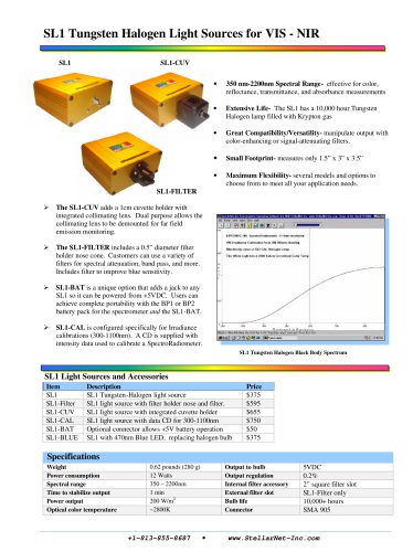 SL1 Tungsten Halogen Light Sources for VIS - NIR