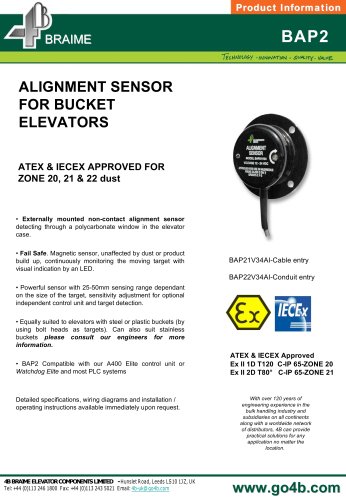 BAP2 Alignment Sensor for Bucket Elevators