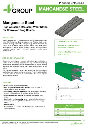Manganese Wear Rails - Steel High Abrasion Resistant Strips for Conveyor Drag Chains