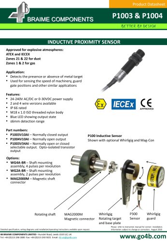 P1003 and P1004 - 18mm Inductive Proximity Sensor