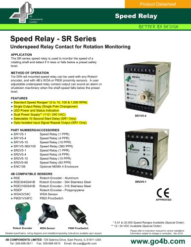 Speed Relay (SR) - Underspeed Relay Contact for Rotation Monitoring