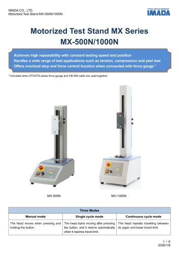 Simple Type Vertical Motorized Test Stand MX series