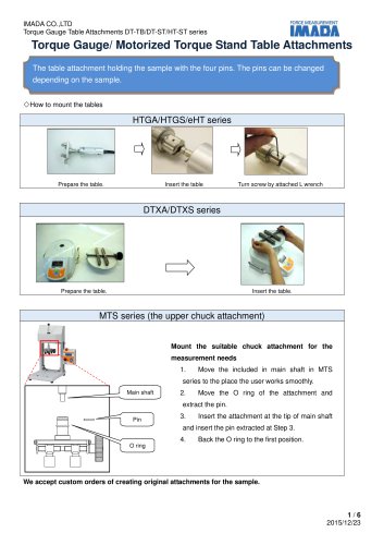 Specification for Torque Gauge Table Attachment