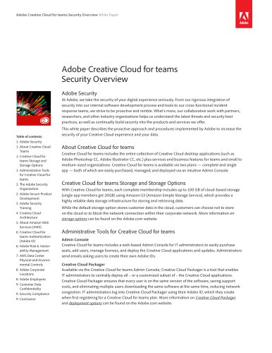 Adobe Creative Cloud for teams  Security Overview