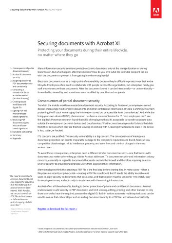 Securing documents with Acrobat XI