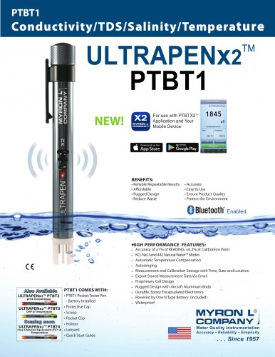 UltrapenX2™ PTBT1 Bluetooth Enabled® Conductivity/TDS/Salinity/Temperature Pen