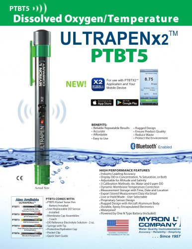 UltrapenX2™ PTBT5 Bluetooth® Enabled Dissolved Oxygen (DO) & Temperature Pen