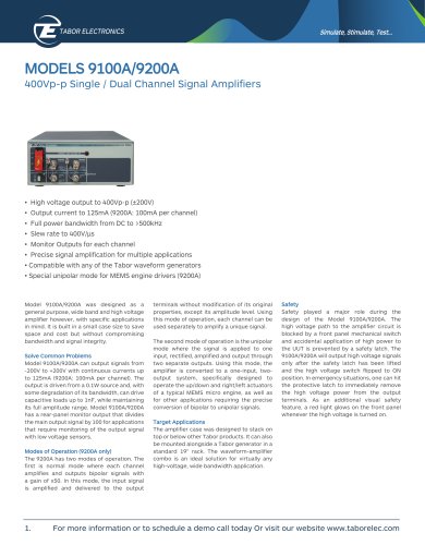 MODELS 9100A/9200A