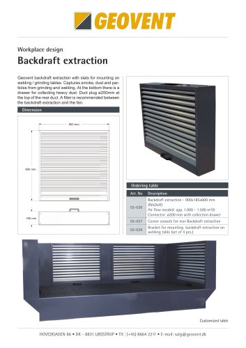 Data Sheet Backdraft Extraction