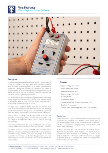 1044 Handheld DC Voltage Calibrator Data Sheet