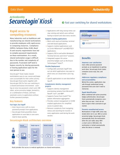 SecureLogin Kiosk  Fast user switching for shared workstation environments