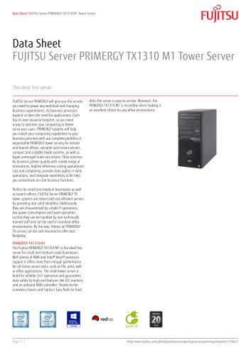 Data sheet - PRIMERGY TX1310 M1 - Fujitsu - PDF Catalogs