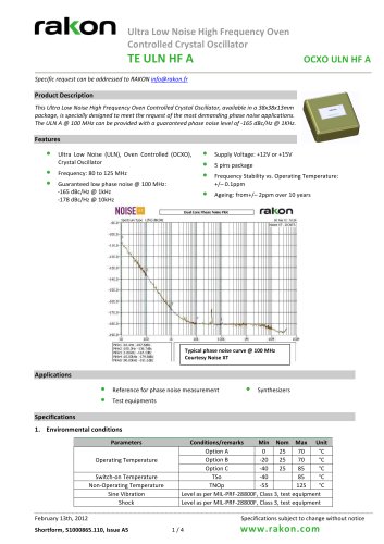 Oven Controlled Crystal Oscillator for instrumentation OCXO ULN HF A