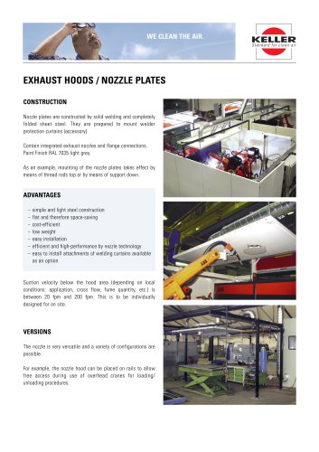 Exhaust hoods/nozzle plates