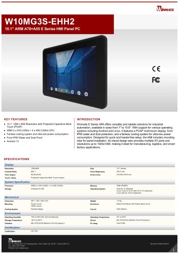10.1" ARM A78+A55 E Series HMI Panel PC W10MG3S-EHH2