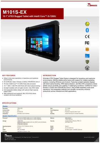 10.1" ATEX Rugged Tablet with Intel® Core™ i5-7200U M101S-EX