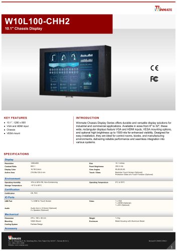 10.1" Chassis Display W10L100-CHH2