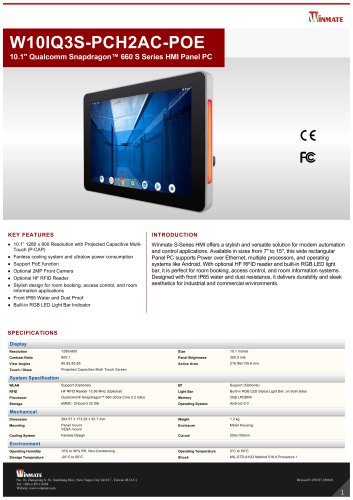 10.1" Qualcomm Snapdragon™ 660 S Series HMI Panel PC W10IQ3S-PCH2AC-POE