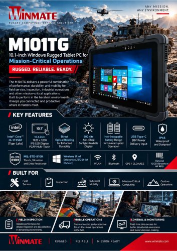 10.1" Windows Rugged Tablet PC with Intel&reg; Core&trade; i5-1135G7 M101TG