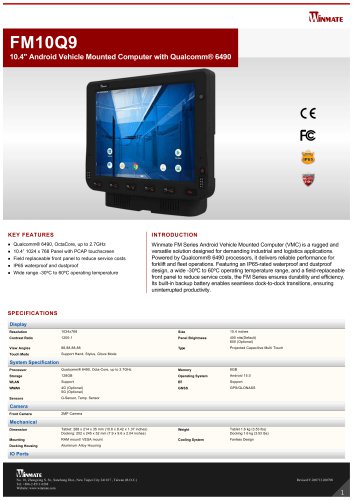 10.4" Android Vehicle Mounted Computer with Qualcomm® 6490 FM10Q9