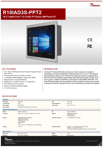 10.4" Intel® Core™ i5-1235U PP Series HMI Panel PC R10IAD3S-PPT2