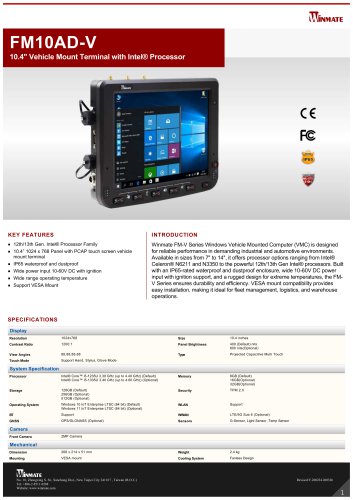 10.4" Vehicle Mount Terminal with Intel® Processor FM10AD-V