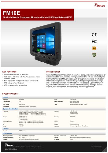 10.4inch Mobile Computer Mounts with Intel® Elkhart lake x6413E FM10E