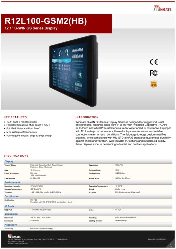 12.1" G-WIN GS Series Display R12L100-GSM2(HB)