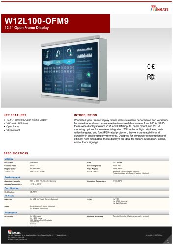 12.1” Open Frame Display W12L100-OFM9