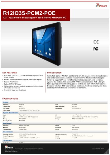  12.1" Qualcomm Snapdragon™ 660 S Series HMI Panel PC R12IQ3S-PCM2-POE
