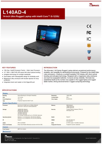 14-inch Ultra Rugged Laptop with Intel® Core™ i5-1235U L140AD-4