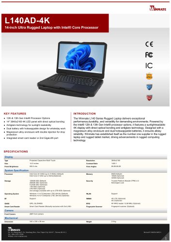 14-inch Ultra Rugged Laptop with Intel® Core Processor L140AD-4K