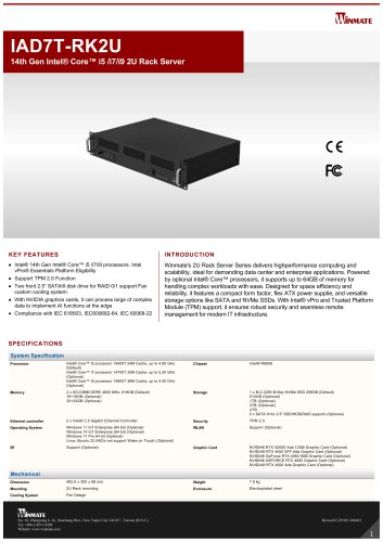 14th Gen Intel® Core™ i5 /i7/i9 2U Rack Server IAD7T-RK2U