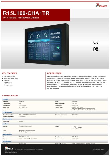 15" Chassis Transflective Display R15L100-CHA1TR