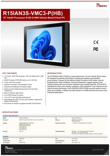 15" Intel® Processor N100 G-WIN Vehicle Mount Panel PC R15IAN3S-VMC3-P(HB)