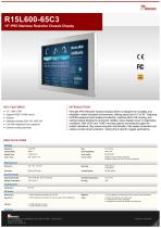 15" IP65 Stainless Resistive Chassis Display R15L600-65C3-1